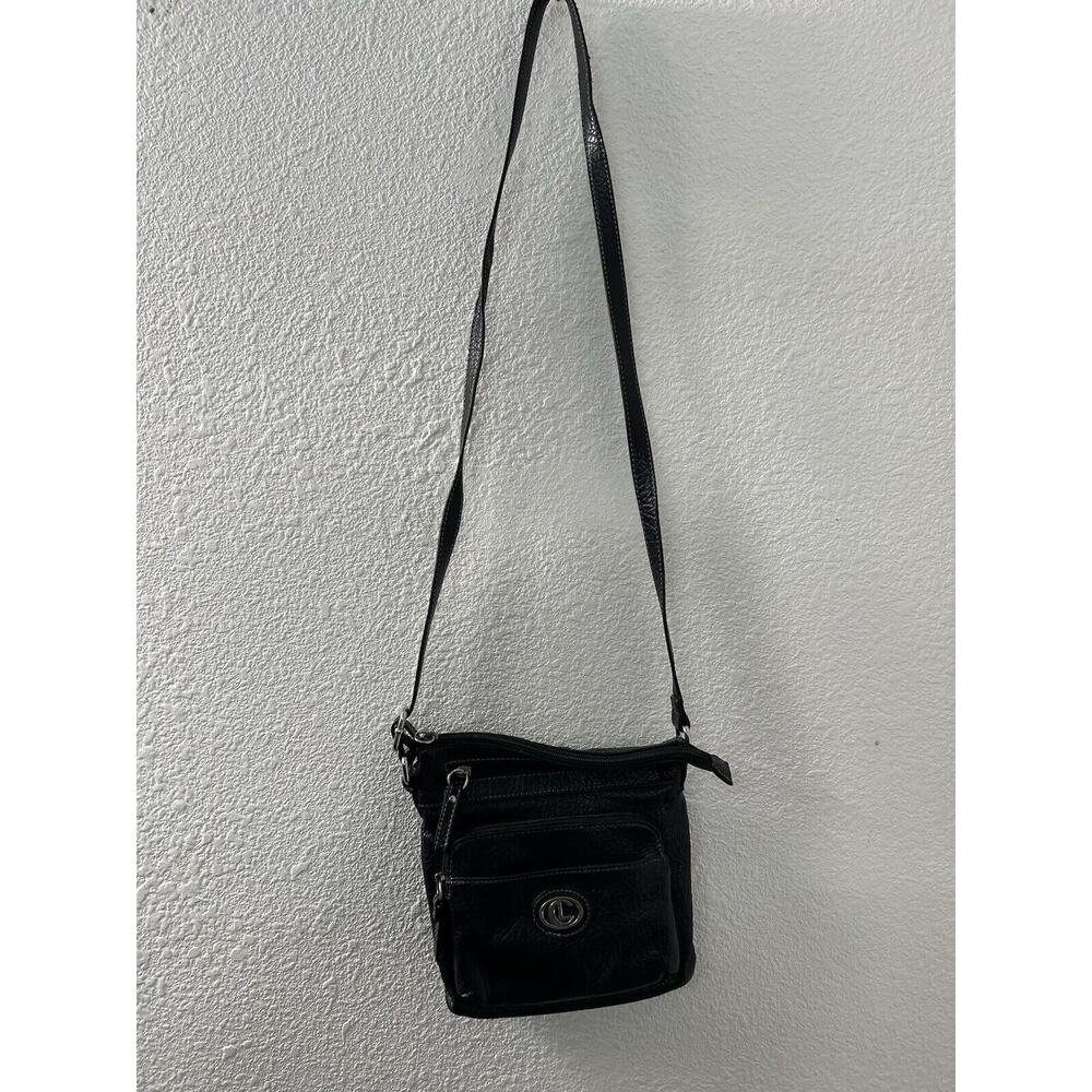 Carryland Black Faux Leather Multi Section Pocket Shoulder Crossbody‎